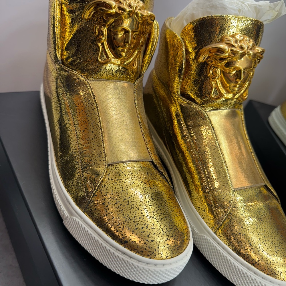 Versace Gold Medusa High-Top Sneakers